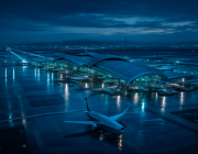 인천공항 여름 출국 가이드 황혼 시간대 항공기와 터미널 항공 뷰