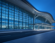인천공항 터미널 외관 블루아워 전경