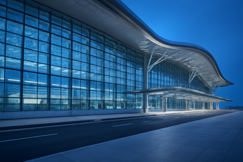 인천공항 터미널 외관 블루아워 전경