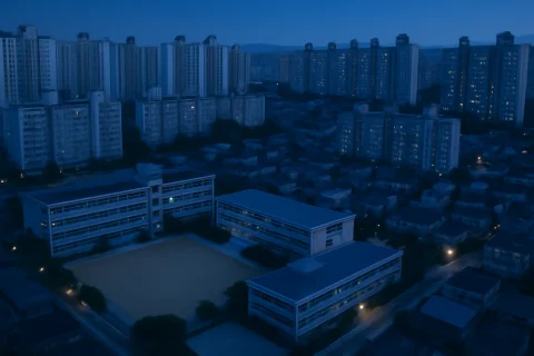 인천 서해구 검암경서동 아파트 단지와 초등학교 항공 전경