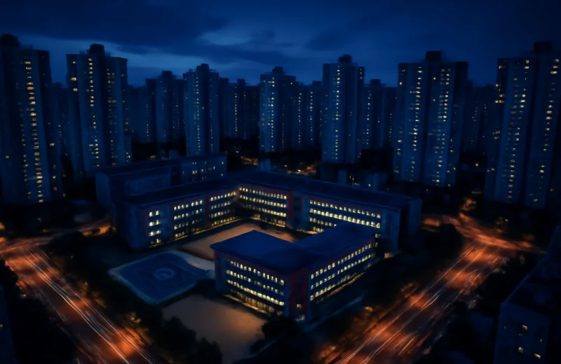 인천 논현동 아파트 단지와 초등학교 항공 뷰 — 남동구 학교 배정 구역