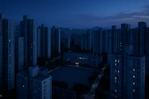 인천 남동구 서창동·논현동 아파트 단지와 초등학교 운동장 항공 전경